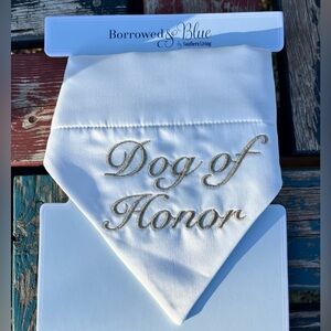 Borrowed & Blue "Dog of Honor" White Embroidered Pet Bandana